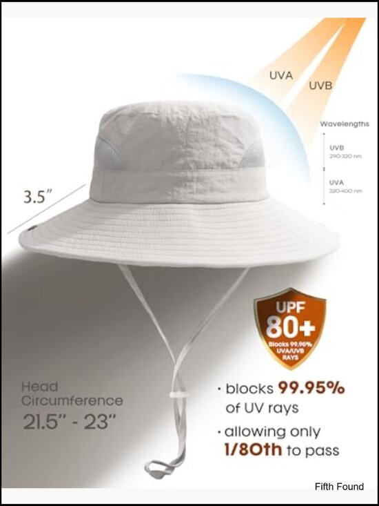 Women\'s UPF 80+ Sun Hat with Ponytail Hole Foldable Wide Brim Outdoor